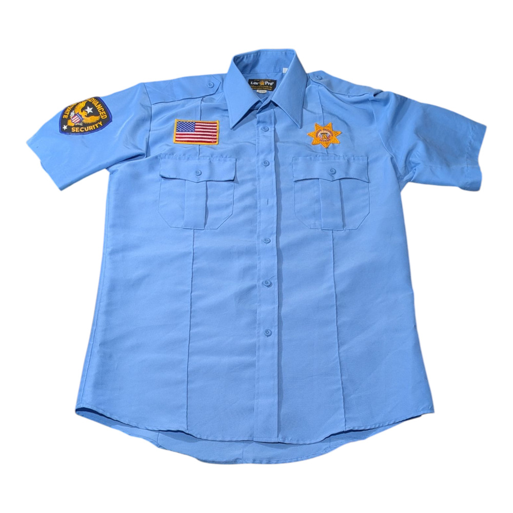 Law Pro Security Shirt Size Med Light Blue With Embroidery